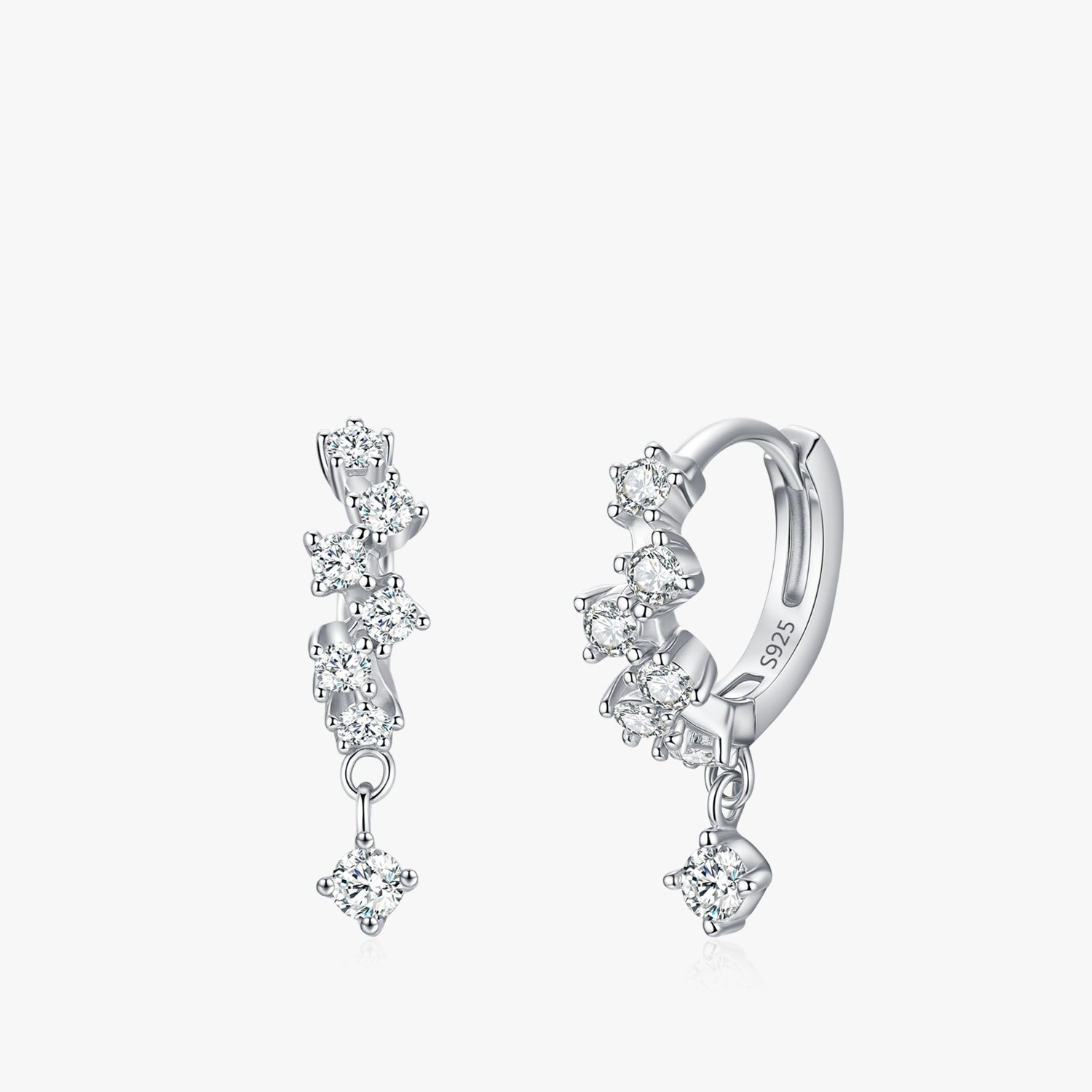 S925 Sterling Silver Geometric Irregular Sparkling Diamond Earrings For Women