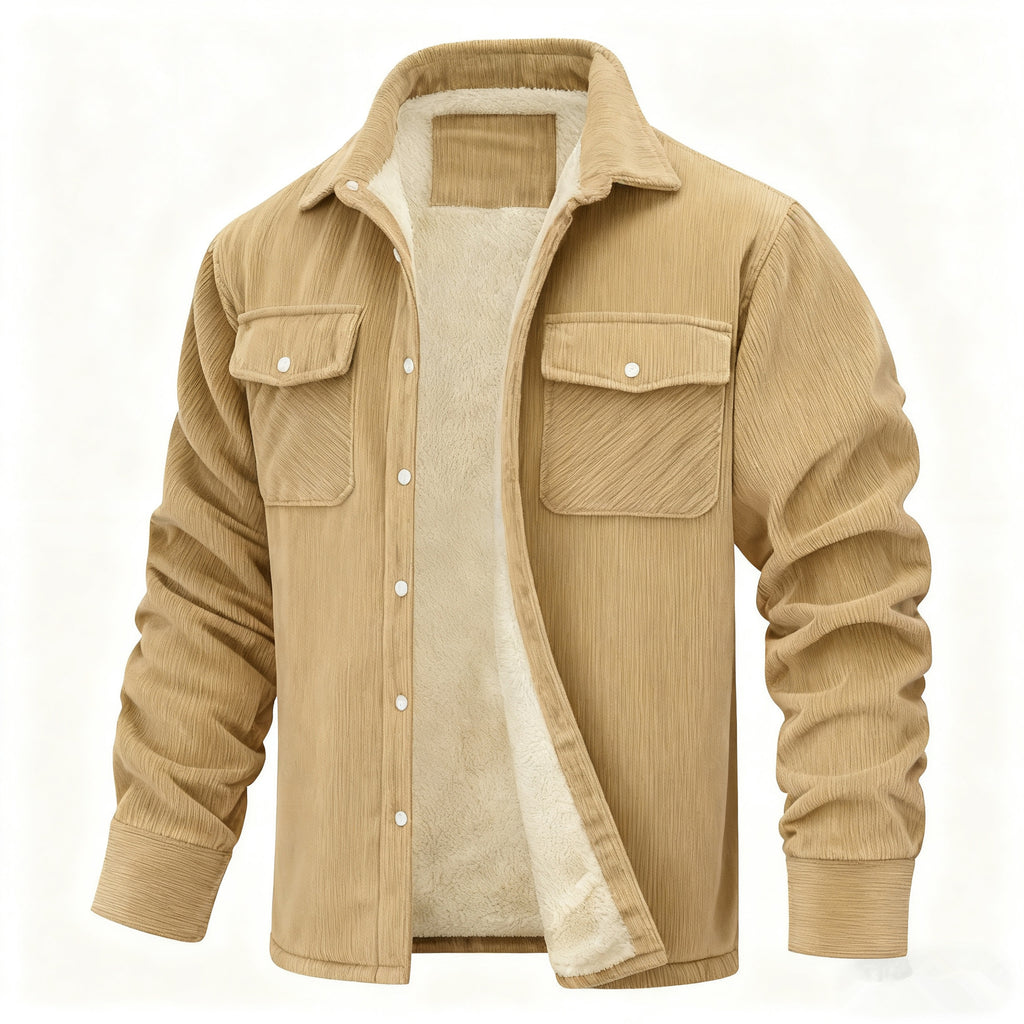 Premium Men’s Sherpa-Lined Corduroy Shirt Jacket