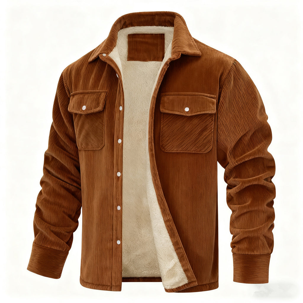 Premium Men’s Sherpa-Lined Corduroy Shirt Jacket