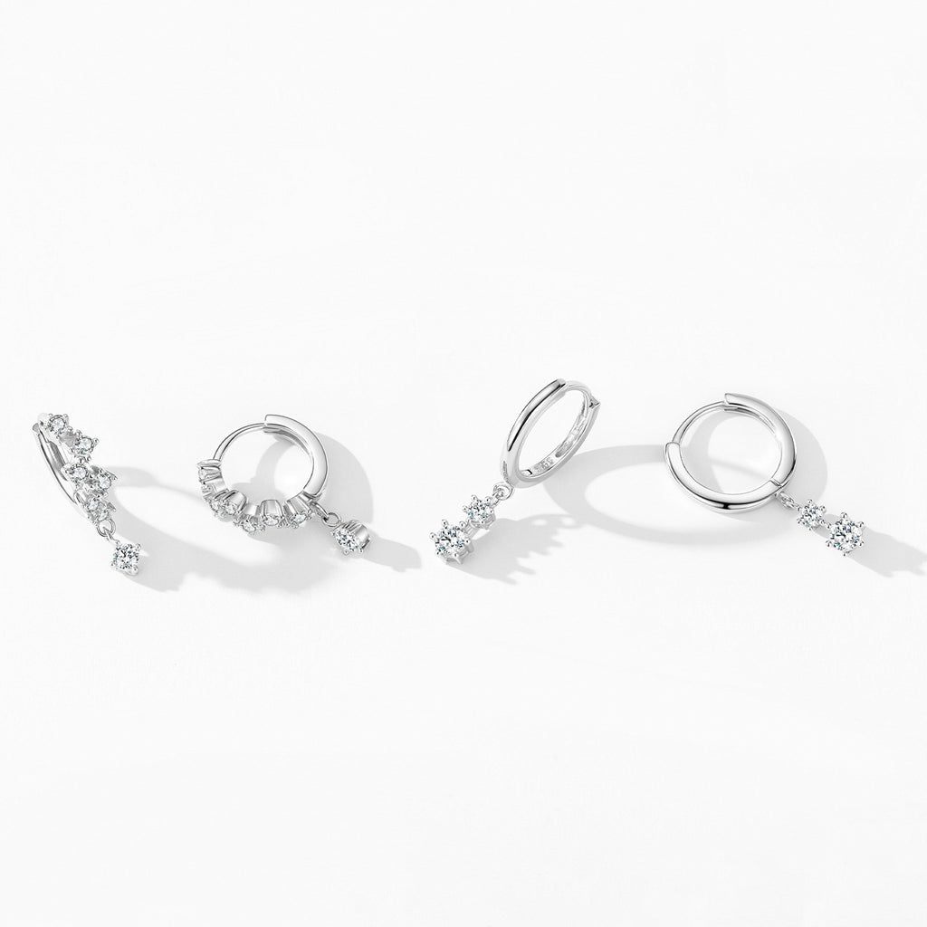S925 Sterling Silver Geometric Irregular Sparkling Diamond Earrings For Women