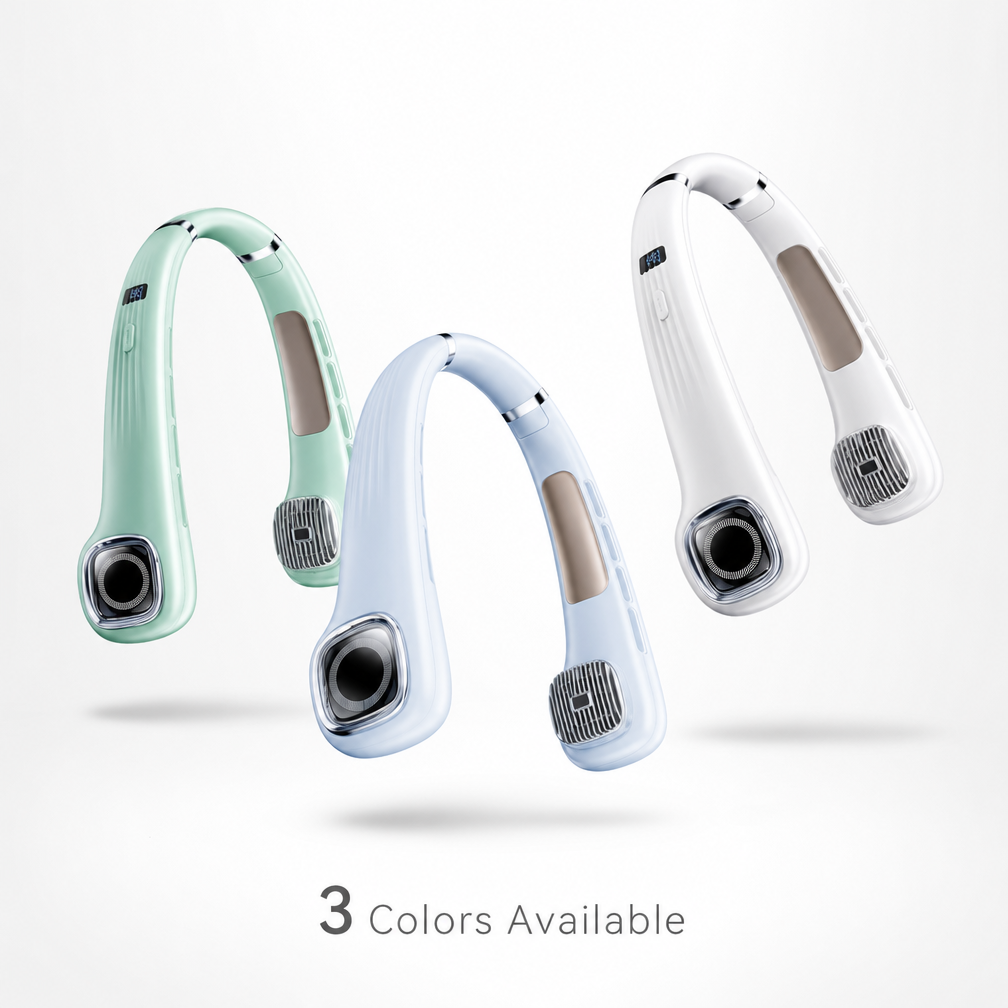Ultra-Lightweight, Ultra-Quiet Hands-Free Neck Fan for Personal Cooling