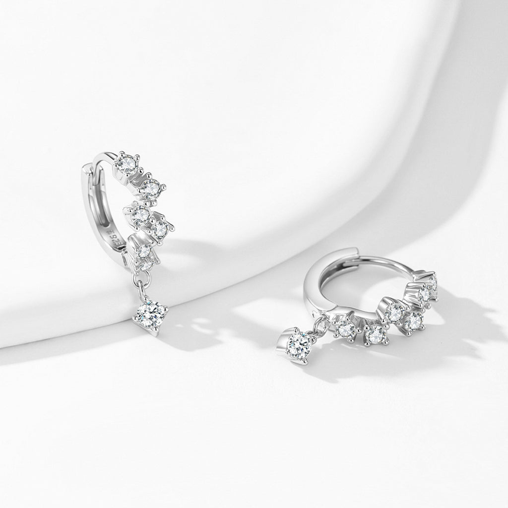 S925 Sterling Silver Geometric Irregular Sparkling Diamond Earrings For Women