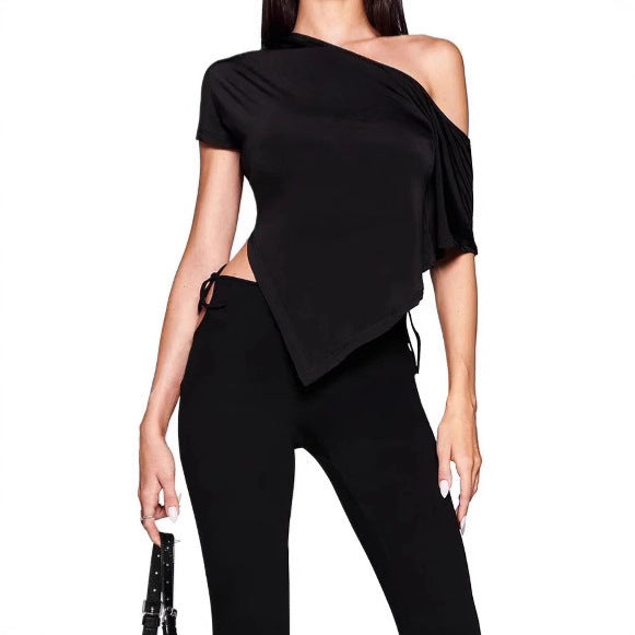 Pure Desire For Wind And Inclined Collar American Short Sleeve