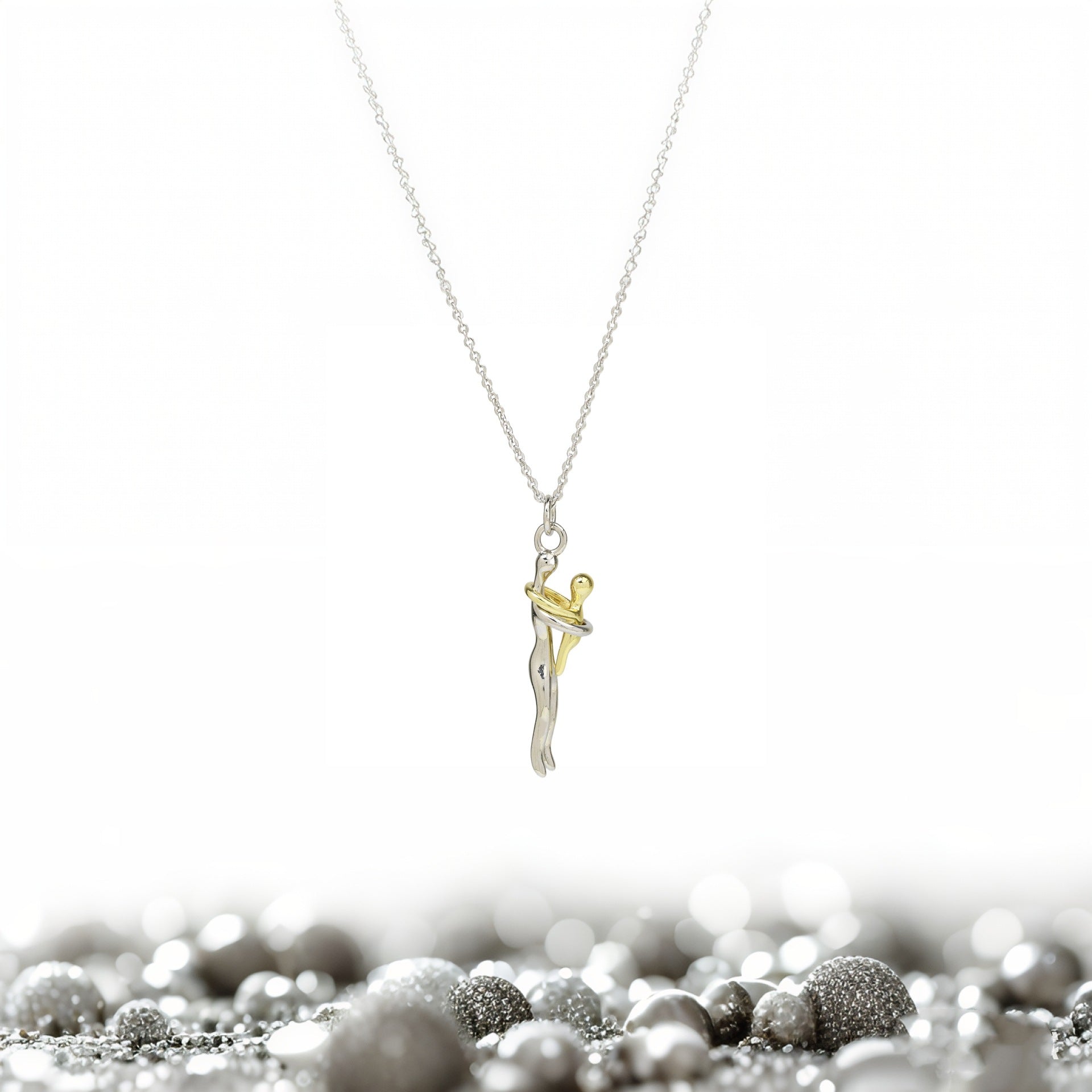S925 Sterling Silver Childrens Embrace Love Pendant Necklace