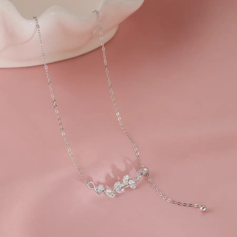 1pc 999 Sterling Silver Diamond-Encrusted Ginkgo Leaf Adjustable Tassel Necklace – Delicate, Luxurious Design Perfect for Daily Wear & Valentine's Day Gifts