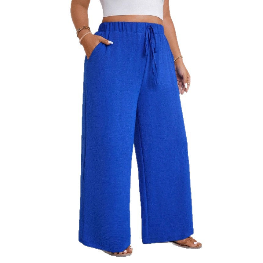 Plus-Size Women's Casual Solid-Color Minimalist Pants with Pockets