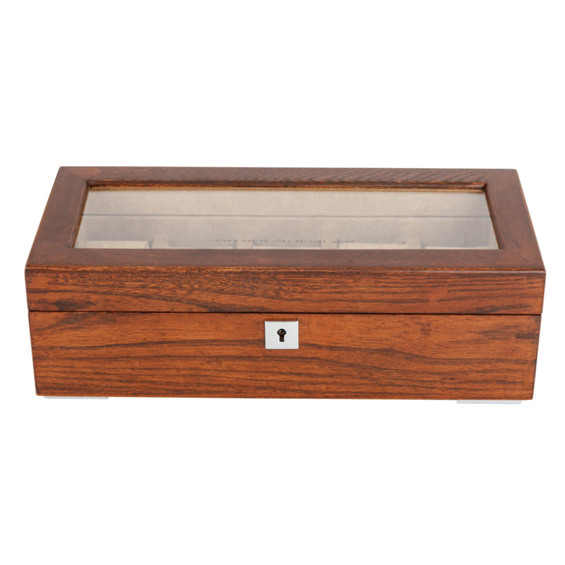 Solid Wood Skylight Watch Box for Display & Storage of Five Mechanical Watches