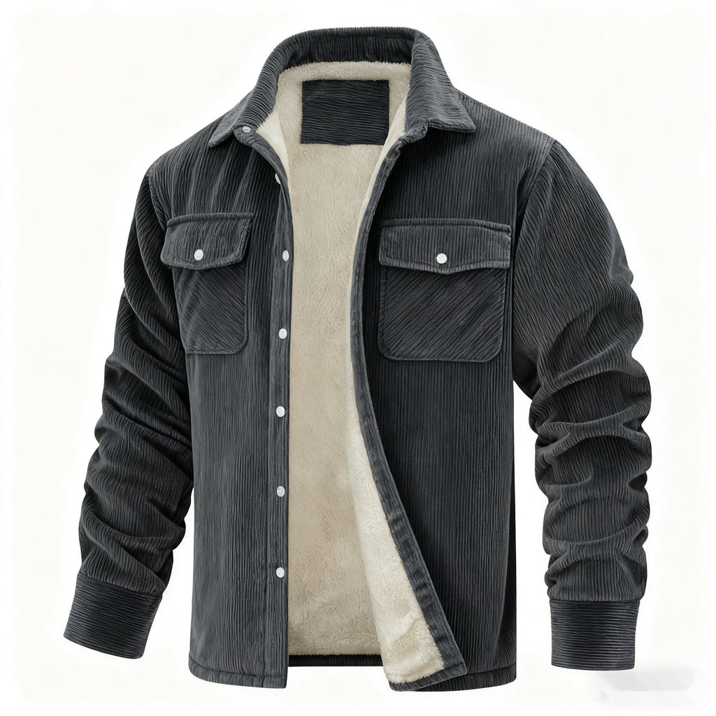 Premium Men’s Sherpa-Lined Corduroy Shirt Jacket