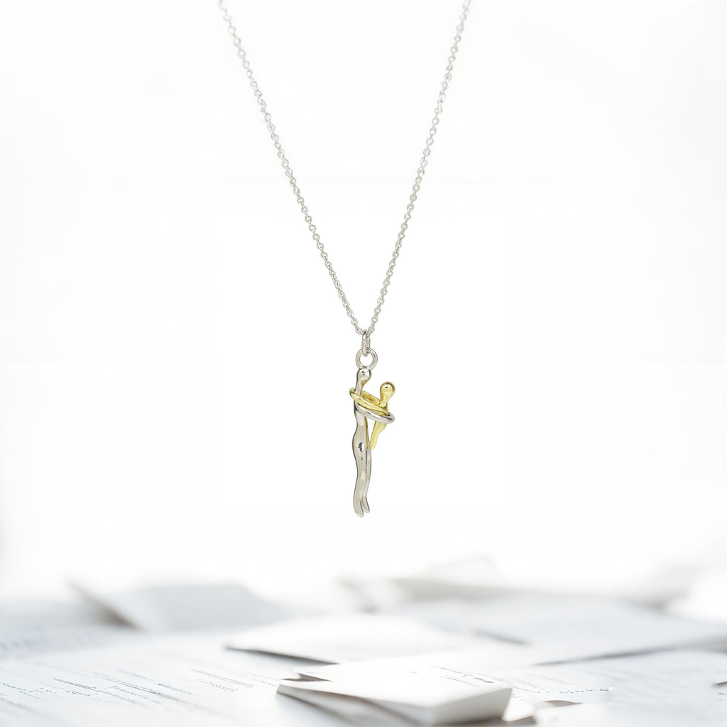 S925 Sterling Silver Childrens Embrace Love Pendant Necklace