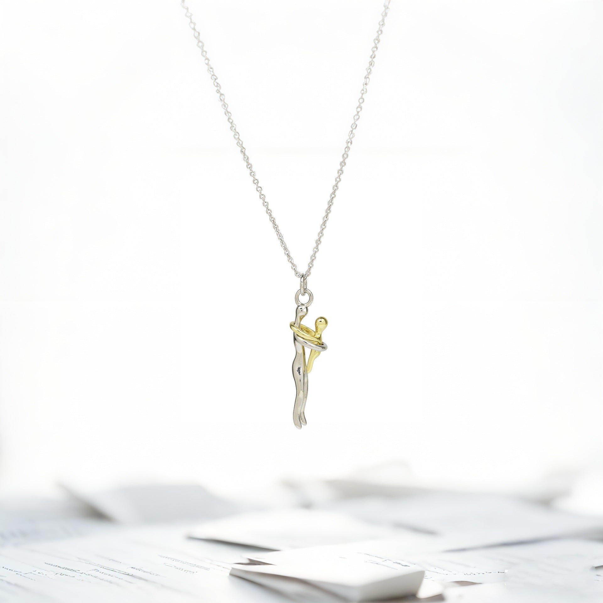 S925 Sterling Silver Childrens Embrace Love Pendant Necklace