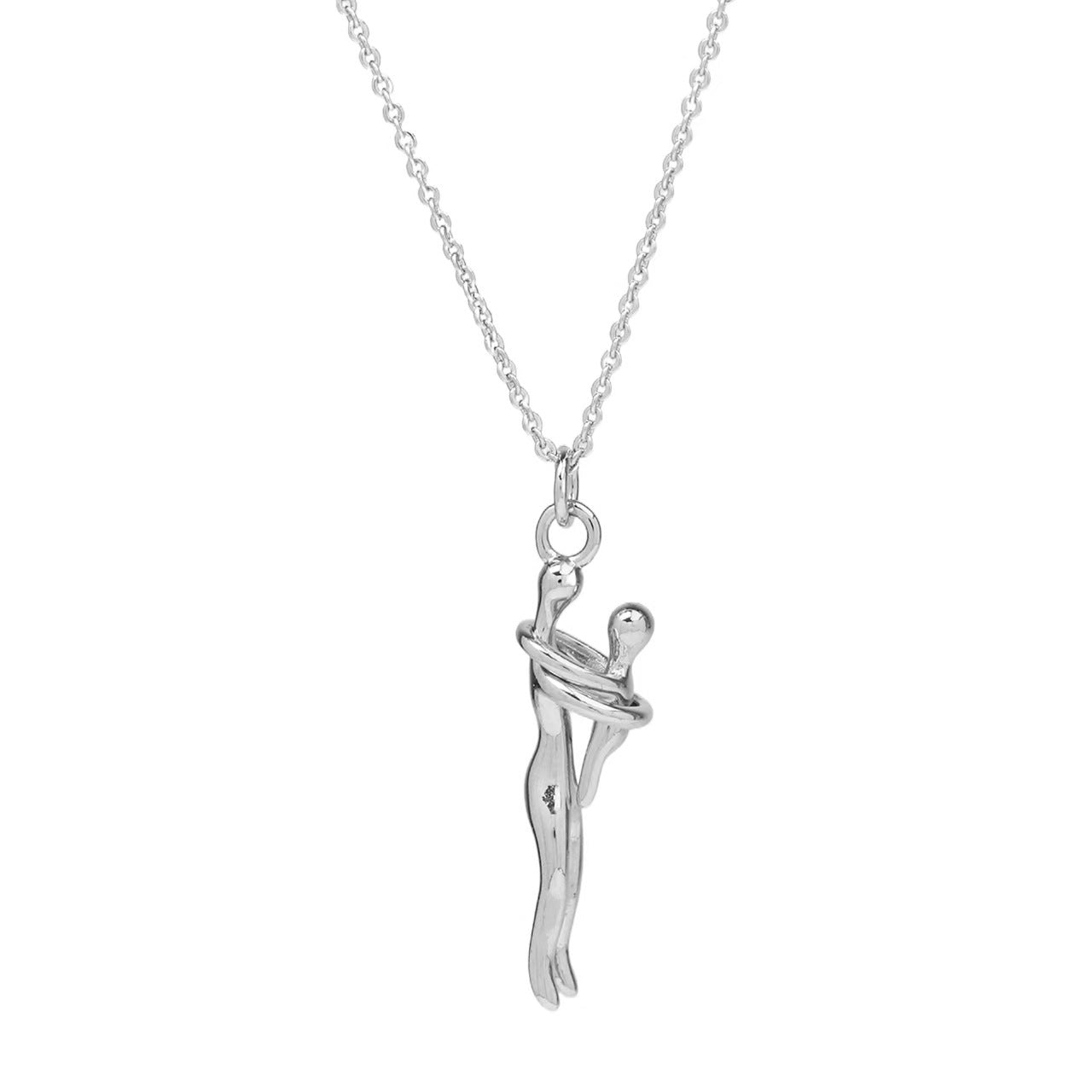 S925 Sterling Silver Childrens Embrace Love Pendant Necklace