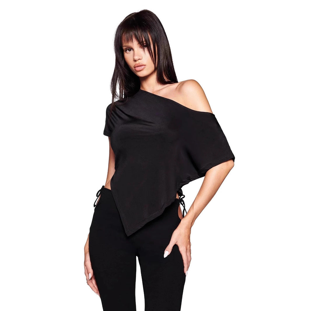Pure Desire For Wind And Inclined Collar American Short Sleeve