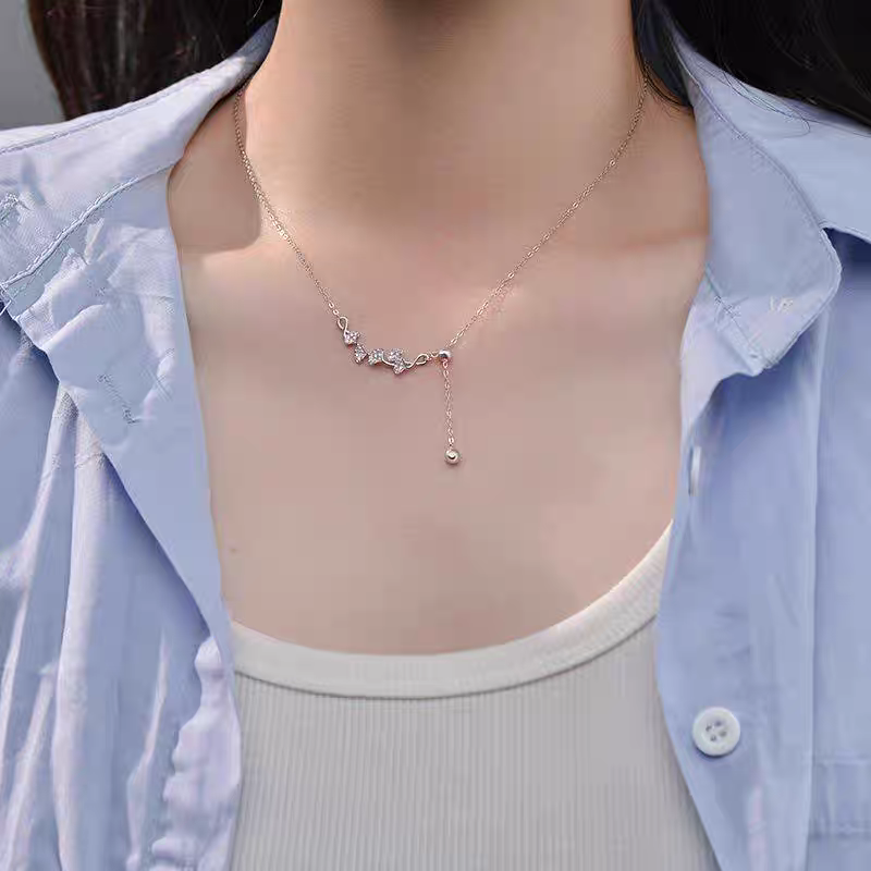 1pc 999 Sterling Silver Diamond-Encrusted Ginkgo Leaf Adjustable Tassel Necklace – Delicate, Luxurious Design Perfect for Daily Wear & Valentine's Day Gifts