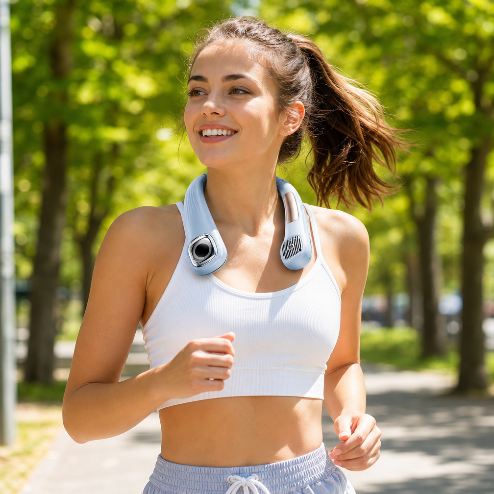 Ultra-Lightweight, Ultra-Quiet Hands-Free Neck Fan for Personal Cooling