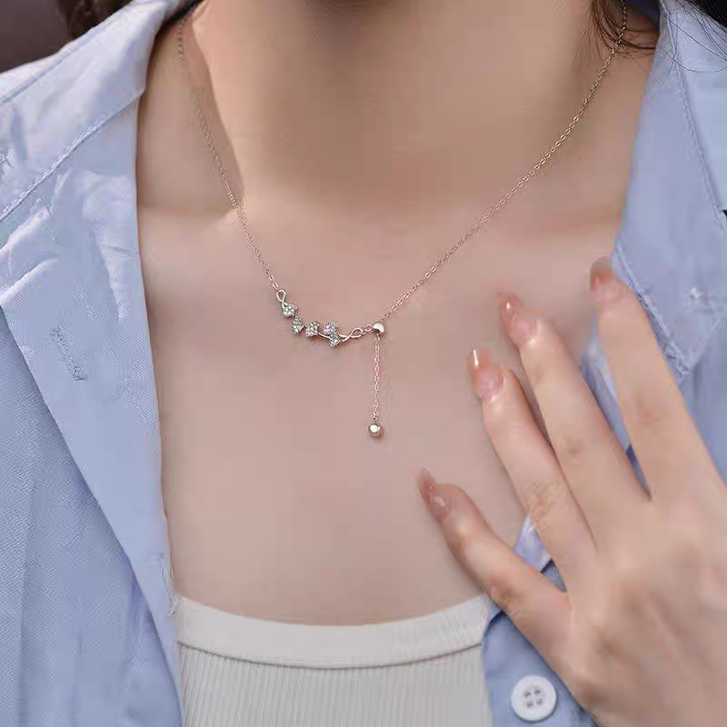 1pc 999 Sterling Silver Diamond-Encrusted Ginkgo Leaf Adjustable Tassel Necklace – Delicate, Luxurious Design Perfect for Daily Wear & Valentine's Day Gifts