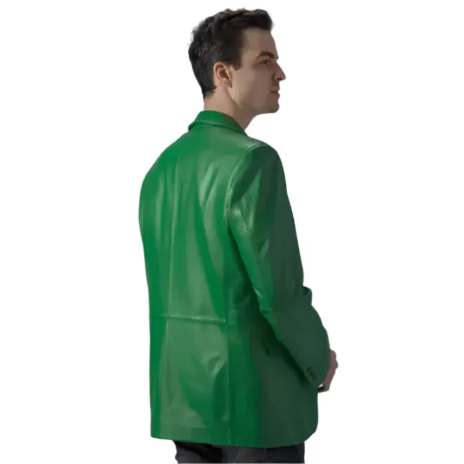 Men's Green Leather Blazer
