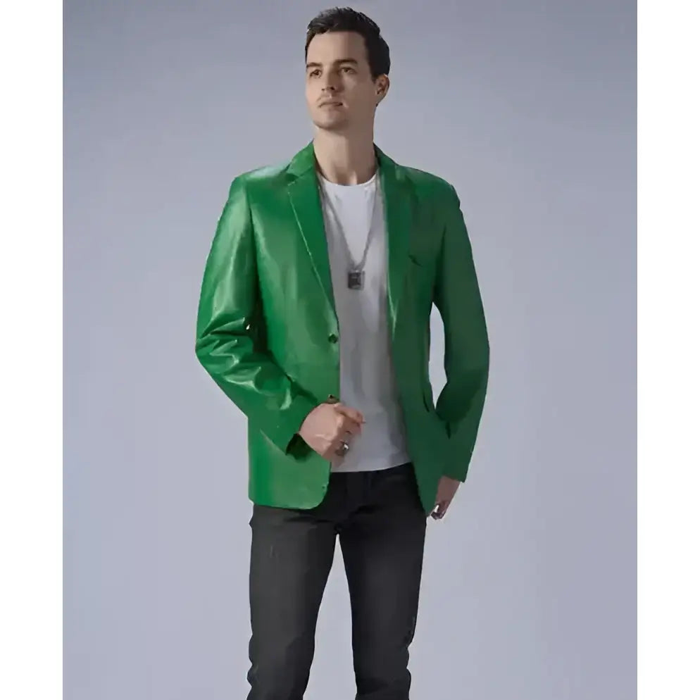 Men's Green Leather Blazer